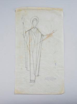 An original preparatory sketch for a figure of Christ, Werkstätte Hagenauer, Vienna - Secese a umění 20. století