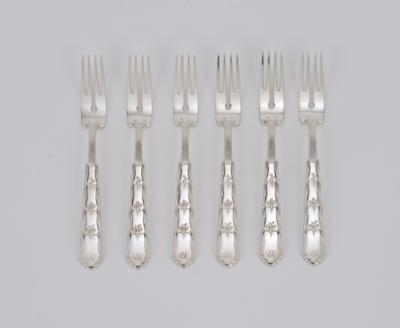 Otto Prutscher (Vienna, 1880-1949), six silver fish forks for Leo Nowak, participating corporation: Wiener Werkstätte, c. 1915 - Secese a umění 20. století