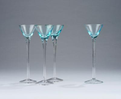 Four tall wine glasses, in the manner of Koloman Moser - Jugendstil e arte applicata del XX secolo