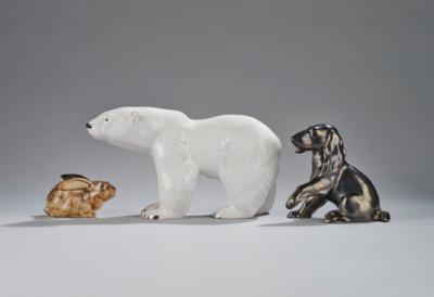 A polar bear, model number 1019, a dog, model number 1029 and a hare, model number 10088, Wienerberger, Vienna - Secese a umění 20. století