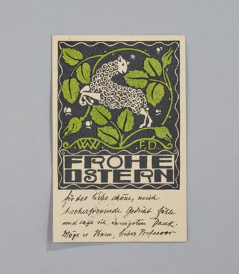 Franz Karl Delavilla, a postcard, no. 20 "Frohe Ostern", Wiener Werkstätte, 1907 - Jugendstil and 20th Century Arts and Crafts