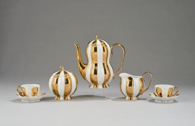 Josef Hoffmann, a mocha service in melon shape, for two persons, designed in 1929, executed by Vienna Porcelain Manufactory Augarten, after 1934 - Jugendstil e arte applicata del XX secolo