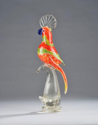 A parrot on a pedestal, in Murano style - Jugendstil e arte applicata del XX secolo