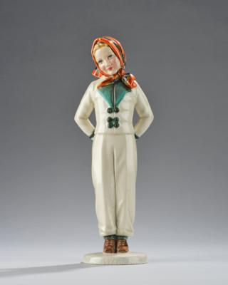 Rudolf Podany, a skier, model number: 1686, executed by Keramos, Vienna, by c. 1949 - Jugendstil and 20th Century Arts and Crafts