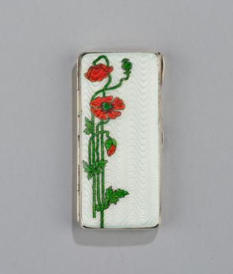 A 935 silver cigarette case with guilloché and poppy flower decoration, Germany, c. 1900 - Secese a umění 20. století