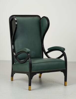 An armchair (wing chair) with leather, model number 6542, designed before 1911, executed by Gebrüder Thonet, Vienna - Jugendstil and 20th Century Arts and Crafts
