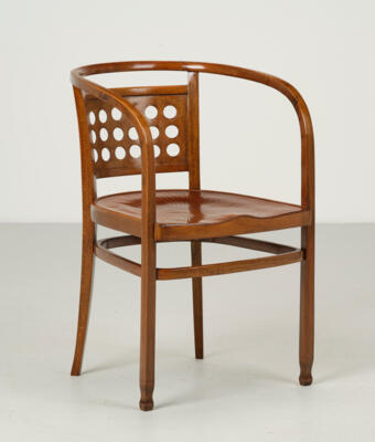 An armchair with saddle seat, attributed to Otto Wagner, model number 721, designed in 1902, produced as of 1903, added to the supplement of the catalogue in 1903, executed by Jacob & Josef Kohn, Vienna - Jugendstil and 20th Century Arts and Crafts
