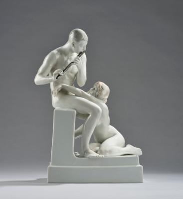 Johannes Boese (Ratibor 1856-1917 Berlin), “flute player”, model K 547, designed in 1919, executed by Philipp Rosenthal  &  Co., Selb, by c. 1945 - Jugendstil and 20th Century Arts and Crafts