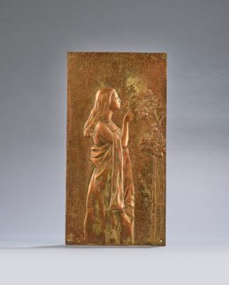 A relief depicting a female figure in side view with flowers, c. 1920 - Jugendstil e arte applicata del XX secolo