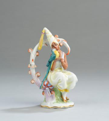 Albin Döbrich, an Indian woman with a parrot, model number 1620, designed in 1927, executed by Vienna Porcelain Manufactory Augarten, before WWII - Jugendstil and 20th Century Arts and Crafts