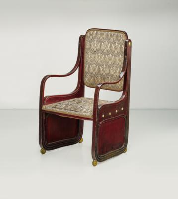 Attributed to Koloman Moser or Gustav Siegel, an armchair, model number: 413, exhibitions: Museum für Kunst und Industrie, Vienna 1901, Saint Louis 1904, Milan 1906; added to the catalogue in 1906, executed by Jacob & Josef Kohn, Vienna - Jugendstil e arte applicata del XX secolo