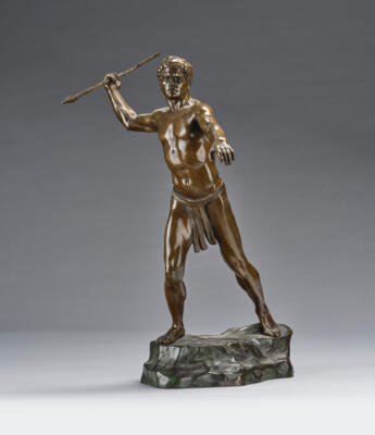 Peter Tereszczuk (Wybudow 1875-1963), a bronze object: warrior with spear, executed by Tereszczuk-Ullmann, Vienna - Jugendstil and 20th Century Arts and Crafts