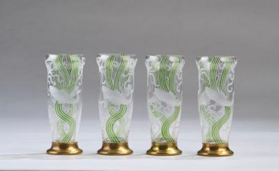 Vier Gläser mit Fischdekor, wohl Frankreich, um 1920 - Kleinode des Jugendstils & Angewandte Kunst des 20. Jahrhunderts