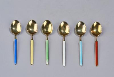 Twelve enamelled mocha spoons made of gilt sterling silver, Aksel Holmsen, Finland, c. 1970 - Secese a umění 20. století