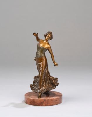 Bronzefigur: Flamenco-Tänzerin mit Kastagnetten, um 1920/30 - Kleinode des Jugendstils & Angewandte Kunst des 20. Jahrhunderts