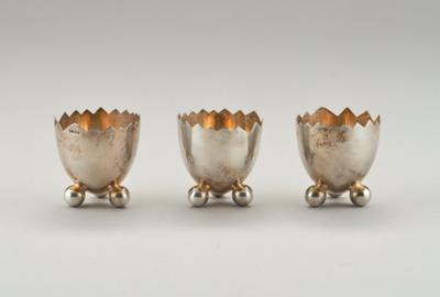 Three egg cups made of 835 silver, Josef Pauser, Schwäbisch Gmünd - Jugendstil and 20th Century Arts and Crafts
