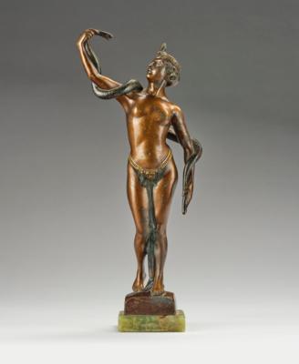 Fessler, Bronzefigur einer Schlangentänzerin, Entwurf: um 1920/30 - Kleinode des Jugendstils & Angewandte Kunst des 20. Jahrhunderts