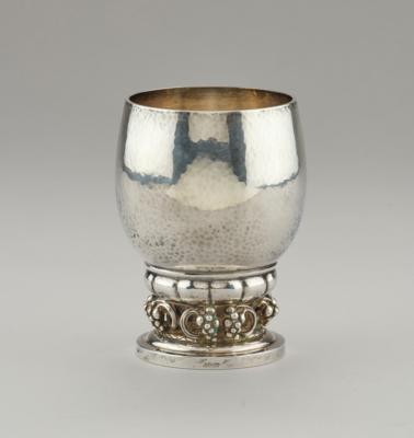 Georg Jensen, a sterling silver beaker with grape decor, model number 296 A, designed in around 1928, executed by Georg Jensen, Copenhagen, after 1945 - Secese a umění 20. století