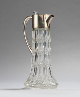 A carafe with handle with silver mount, Josef Husnik, Vienna, by May 1922 - Jugendstil e arte applicata del 20 secolo