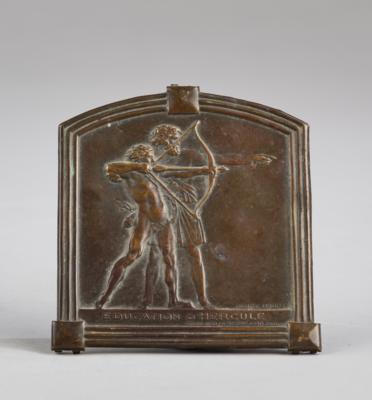 Henry Dropsy, a brass plaque: "Education D'Hercule" - Secese a umění 20. století