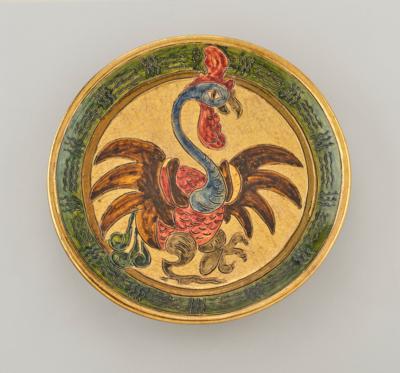 Imre Bedö (Pécs 1901-1980 Deggendorf), a wall plate with rooster motif in Asian style - Jugendstil e arte applicata del 20 secolo