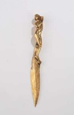 Maurice Bouval (1863-1916), a letter opener in the form of a female figure with vegetal symbols, E. Colin & Cie., Paris, c. 1900, in original box - Secese a umění 20. století