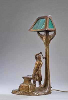 Tischlampe aus Bronze mit einem Schmied, um 1900 - Kleinode des Jugendstils & Angewandte Kunst des 20. Jahrhunderts