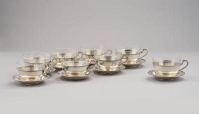 Eight teacups with saucers, Franz Martinetz, Vienna, retailed by Schönwald-Imre, Budapest-Pécs, before May 1922 - Jugendstil e arte applicata del XX secolo