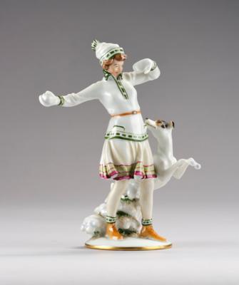 Albin Döbrich, "Winterfreuden", model number 1610, model c. 1926, executed by Vienna Manufactury Augarten, before WWII - Jugendstil and 20th Century Arts and Crafts