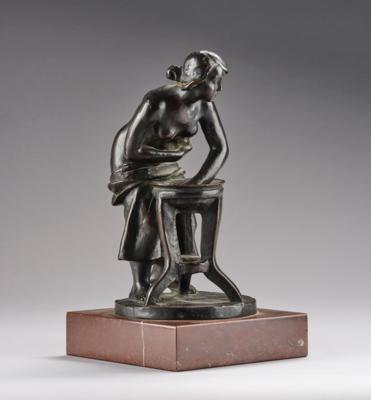 Bretislav Benda (1897-1983), a bronze figure of a woman washing herself at a basin - Jugendstil and 20th Century Arts and Crafts
