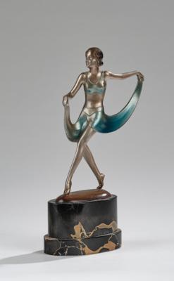 A bronze figure of a female dancer in the style of Josef Lorenzl, Vienna, c. 1925/30 - Secese a umění 20. století
