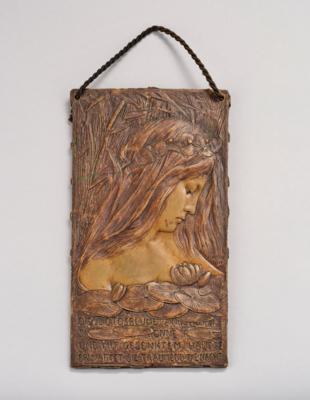 Bruno Kruse (Germany, 1855-1923), a bronze relief of a nymph in a water lily pond, c. 1900 - Jugendstil and 20th Century Arts and Crafts