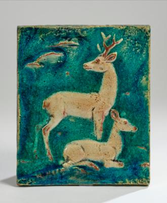 A large tile with deer and stag, c. 1930 - Secese a umění 20. století