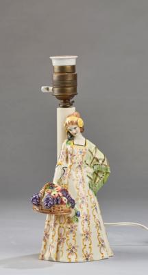 Johanna Meier-Michel, a lamp base with an autumn season figurine, model number 920, Wiener Kunstkeramische Werkstätte (WKKW), c. 1912/14 - Jugendstil e arte applicata del XX secolo