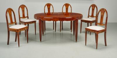 An oval dinner table with six chairs, c. 1930/40 - Jugendstil and 20th Century Arts and Crafts