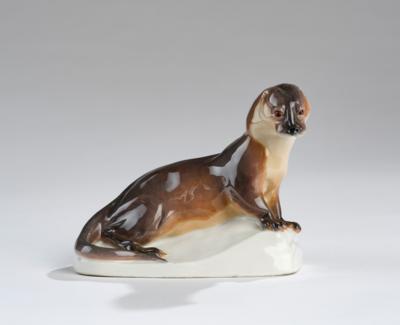 Paul Walther (Meissen 1876-1933), an otter on a rock, model number C 246, designed in 1912, executed by Meissen Porcelain Factory, after 1934 - Jugendstil and 20th Century Arts and Crafts