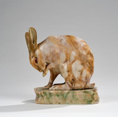 Paul Zeiller, a large alabaster hare, Wiener Manufaktur Friedrich Goldscheider, c. 1900-1913 - Secese a umění 20. století