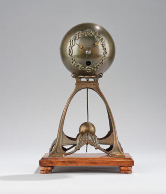A longcase clock with spherical case and vegetal base, c. 1920 - Secese a umění 20. století