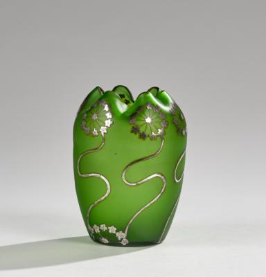 A vase with galvanoplastic decoration of arabesque floral motifs, designed by Carl Lederle, executed by Adolf Zasche, Gablonz, c. 1900 - Jugendstil e arte applicata del XX secolo