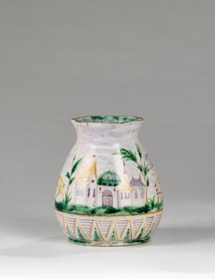 A vase decorated with a landscape, Lehrwerkstätte für Keramik, Schleiss Schule, Gmunden, c. 1918-37 - Jugendstil and 20th Century Arts and Crafts