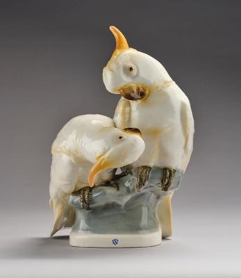 Wilhelm Neuhäuser, a parrot group, designed in 1912, executed by Nymphenburg Porcelain Manufactory - Secese a umění 20. století