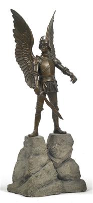 Bronzestatuette eines geflügelten Ritters - Antique Arms, Uniforms and Militaria