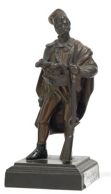 Dunkel patinierte Bronzestatuette eines Seressaners - Historische Waffen, Uniformen, Militaria