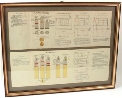 Zwei gerahmte und verglaste Blätter, - Historische Waffen, Uniformen, Militaria