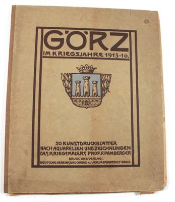 Graue Mappe mit schwarzer Aufschrift 'Görz im Kriegsjahre 1915-16', - Antique Arms, Uniforms and Militaria