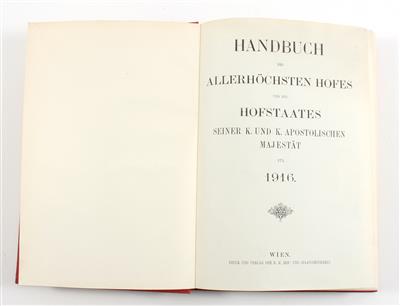 Handbuch des Allerhöchsten Hofstaates seiner K. und K. Apostolischen Majestät für 1916, - Starožitné zbraně