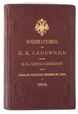 Schematismus der k. k. Landwehr und k. k. Gendarmerie 1908, - Starožitné zbraně