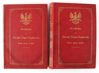 2 Bücher: 'Geschichte des Tiroler Jägerregiments Kaiser Franz Joseph', - Armi d'epoca, uniformi e militaria