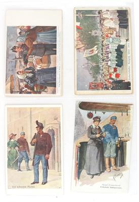 Ordner mit ca. 300 Postkarten, - Antique Arms, Uniforms and Militaria