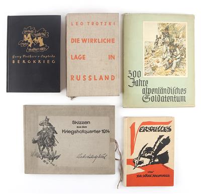 Konvolut von 5 Büchern zur Thematik 1. Weltkrieg und Gebirgskrieg, - Historische Waffen, Uniformen, Militaria